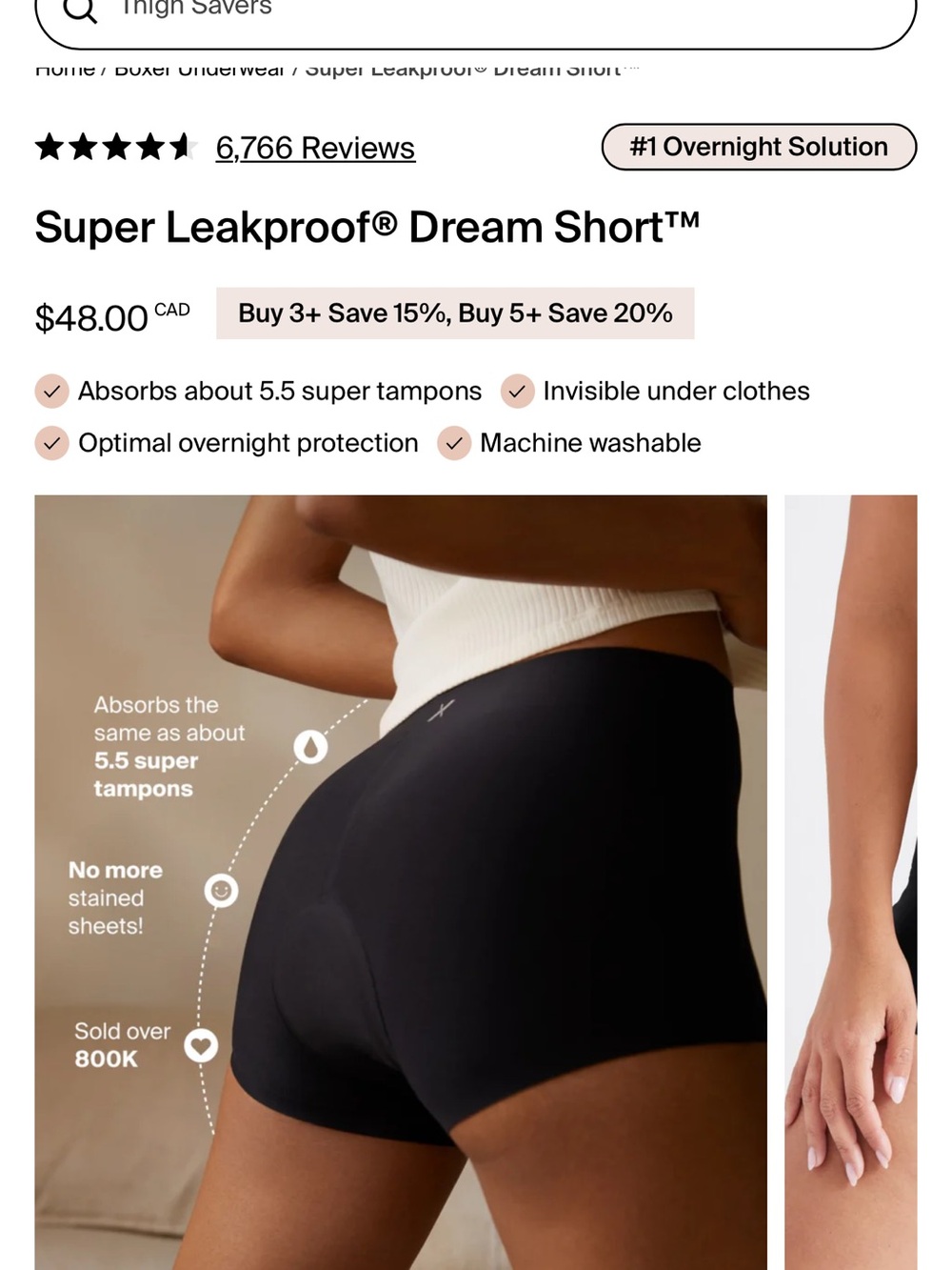 knix Super Leakproof® Dream Short™ - Black